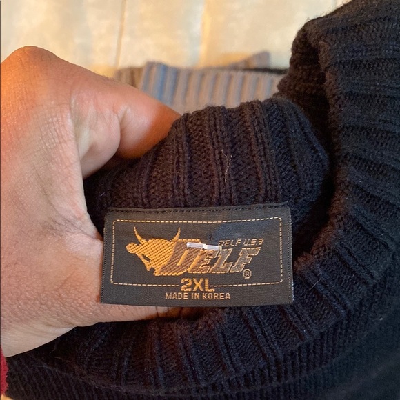 Vintage Delf USA Knit Crewneck Sweater “Black Gray” Made In Korea - Picture 5 of 5